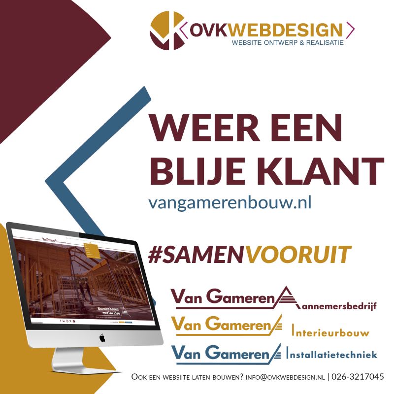 Nieuwe Websites voor Van Gameren Bouw, Interieurbouw en Installatietechniek Gelanceerd